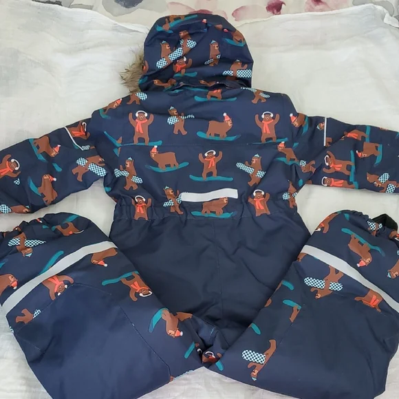 H&M Kids' Navy Snowsuit with Bear Print Size 6-8 - Picture 5 of 5